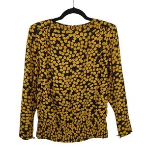 100% Silk Della Roufogali Black and Yellow  Shirt Vintage